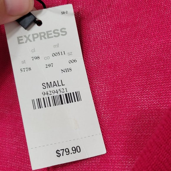 Express Drape Neck Bodycon Mini Dress Red 3/4 Sleeves Stretch Fitted New Small - Picture 4 of 10